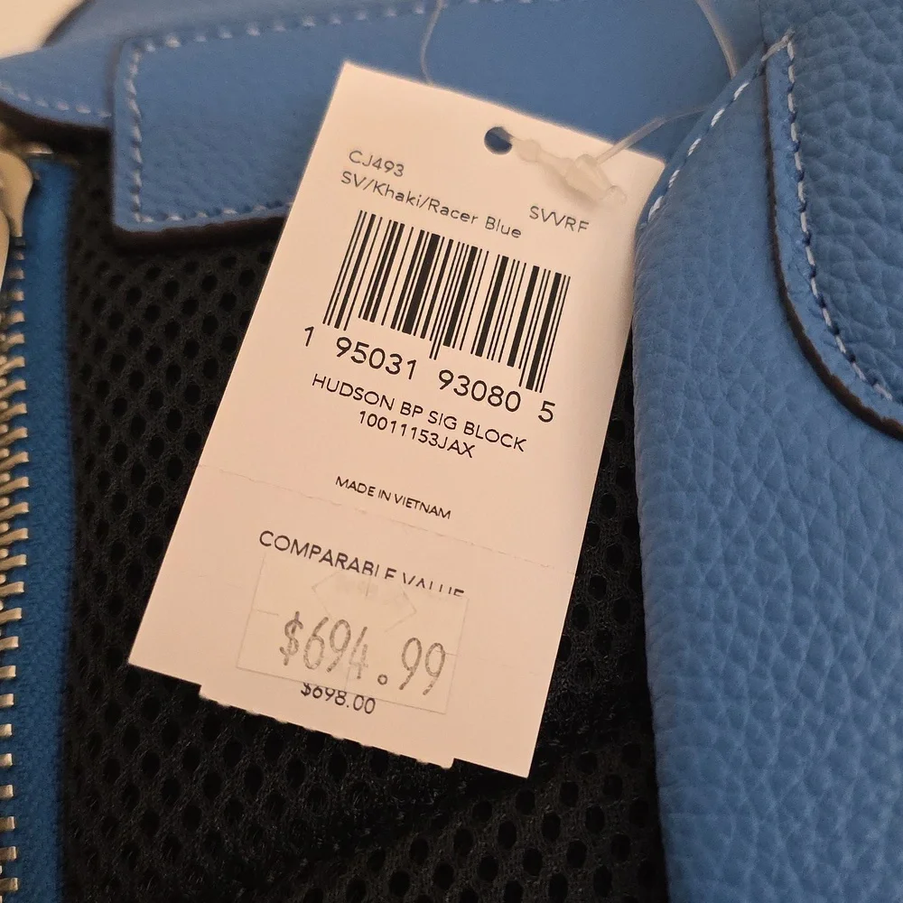 Coach Hudson Men's Blue and‎ Brown Backpack. NWT